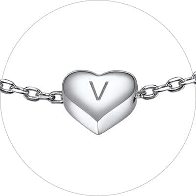 Chic Personalized 925 Sterling Silver Heart Initial Bracelet for Women(with Gift Box)