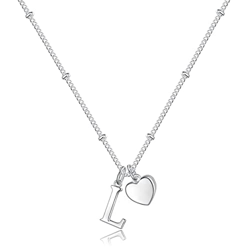 Vrsilver Easter Basket Stuffers: Heart Initial Necklaces for Girls & Women Jewelry