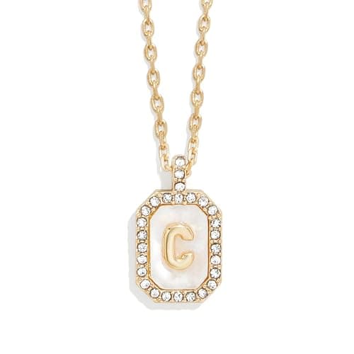 BaubleBar Gold & Mother of Pearl Initial Necklaces