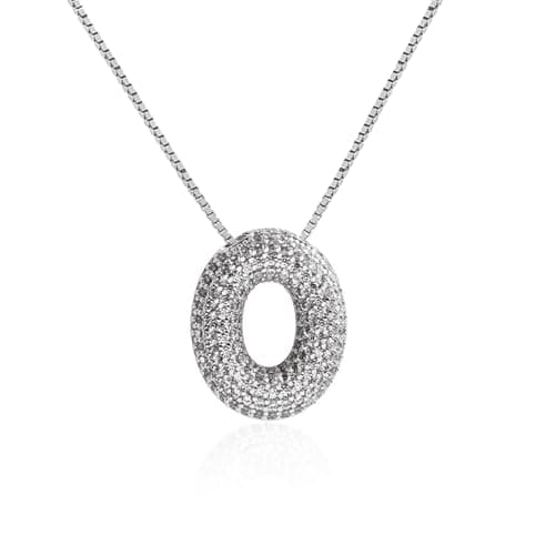 Qyalie Gold Plated Chunky Bubble Initial Letter Necklace for Women