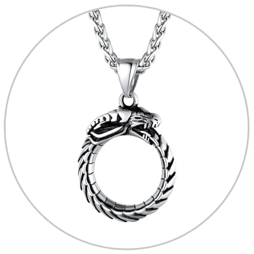 Retro Black Stainless Steel U7 Animal Pendant Necklace for Men & Women Cool Gift