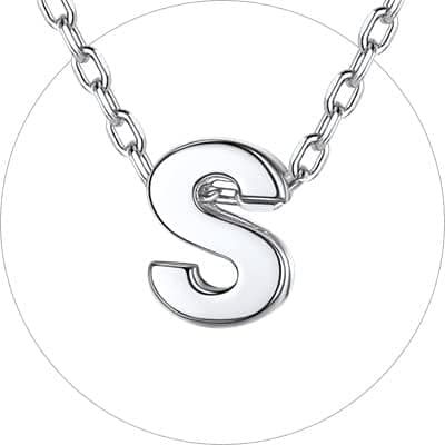 Chic Silver 925 Sterling Initial Necklace for Women, Personalized Gift (with Box)