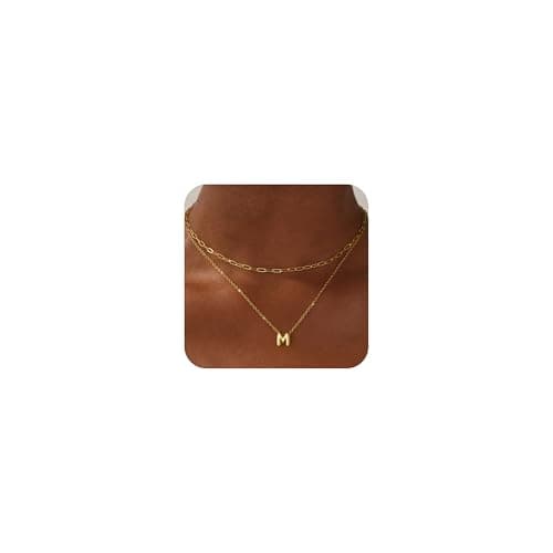 CUEZIY Women's 14K Gold Plated A-Z Initial Layered Choker Necklaces Small Cute Trendy Gifts