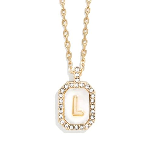 BaubleBar Gold & Mother of Pearl Initial Necklaces