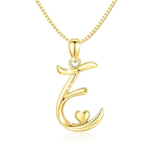 Freekiss Gold Heart Initial Necklace for Women