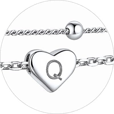 Stylish Women's 925 Sterling Silver Heart Anklets with Beads (Gift Box Included)
