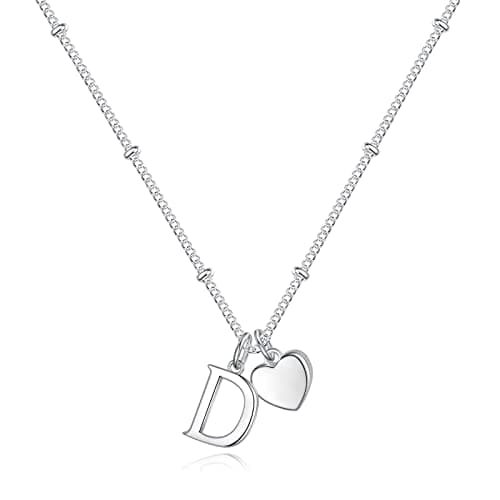 Vrsilver Easter Basket Stuffers: Heart Initial Necklaces for Girls & Women Jewelry