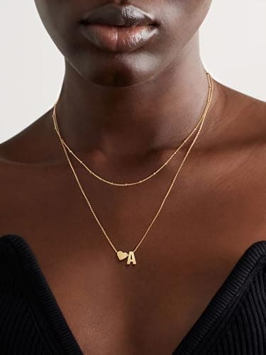 Krfy 14K Gold Plated Initial Heart Necklace for Women