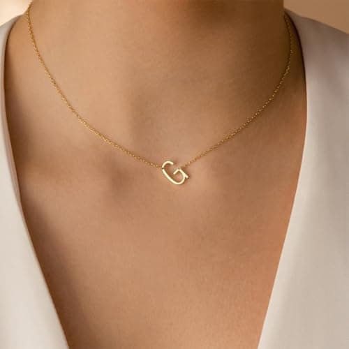 MOMOL Sideways Gold Initial Gold-Plated Stainless Steel Pendant Necklace