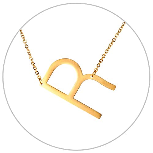 Alphabet A-Z Stainless Steel Choker for Women, Gold Plated CZ Jewelry, Gift Box Packed