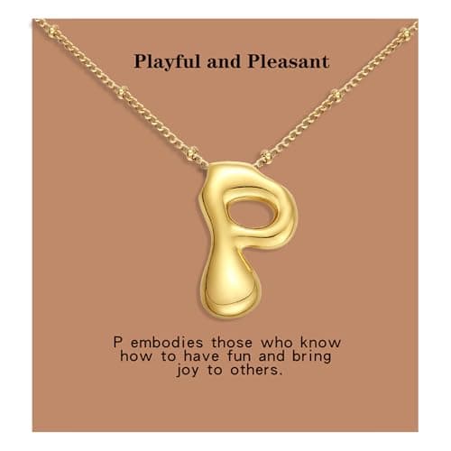 VOJO Gold Plated Balloon Letter Pendant Necklace for Women