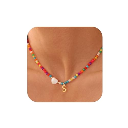 Cute Initial Beaded Necklaces for Teen Girls