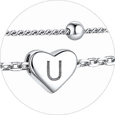 Stylish Women's 925 Sterling Silver Heart Anklets with Beads (Gift Box Included)