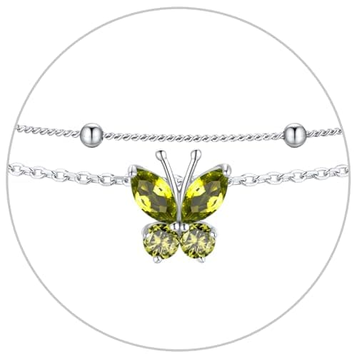 SILVERCUTE 925 Sterling Silver Butterfly Anklet for Women Waterproof Summer Beach Jewelry 22-27cm