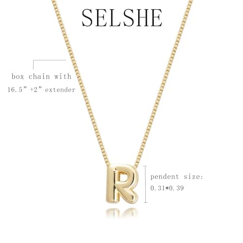 SELSHE Gold Plated Balloon Letter Necklace for Women