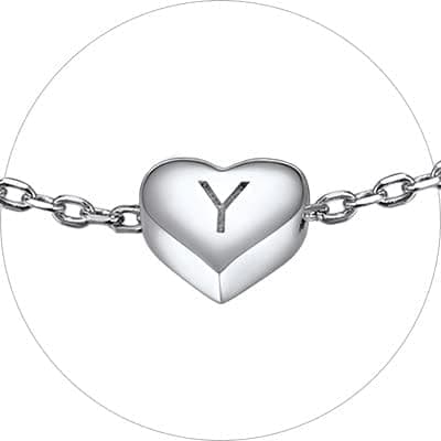 Chic Personalized 925 Sterling Silver Heart Initial Bracelet for Women(with Gift Box)
