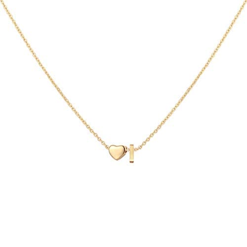 Glimmerst Heart Initial Necklace - Personalized 18K Gold Plated Stainless Steel