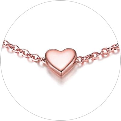 Chic Silver Personalized 925 Sterling Silver Tiny Heart Anklet for Women, Silver/Gold/Rose Gold (With Gift Box)
