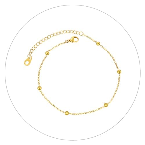 FindChic Stainless Steel Ankle Chain Bracelets, Cuban Curb/Figaro/Box Links, Adjustable Anklet