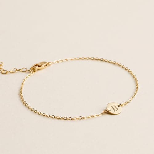 Personalized 18K Gold Plated Initial Charm Bracelet for Women