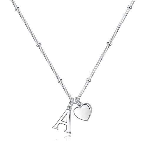 Vrsilver Easter Basket Stuffers: Heart Initial Necklaces for Girls & Women Jewelry
