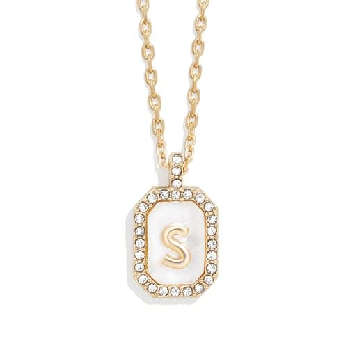 BaubleBar Gold & Mother of Pearl Initial Necklaces