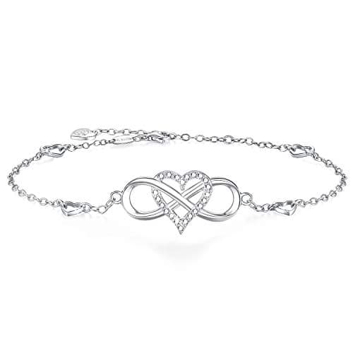 BlingGem Women's Sterling Silver Rose Gold Infinite Anklet Necklace Summer Jewelry Gift