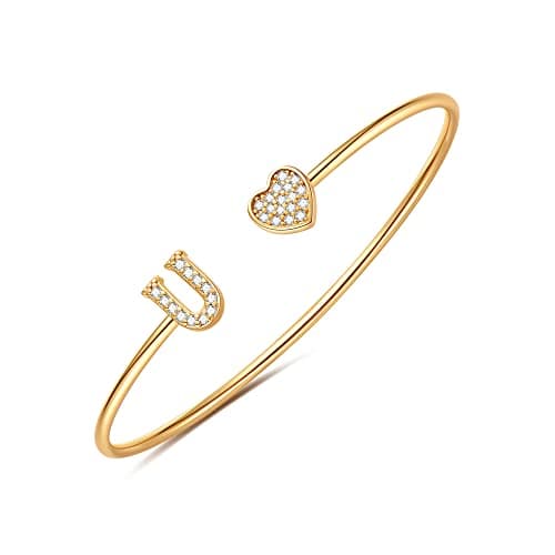 BRIJEWLIC 14K Gold Plated Initial Bracelets for Women and Girls