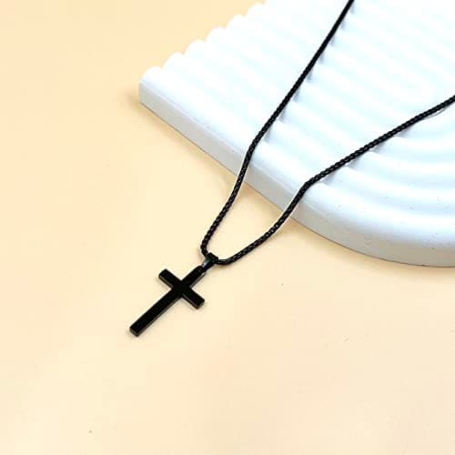 Todenb Layered Cross Necklace for Men, 18K Gold Silver Stainless Steel, 16-24 Inch