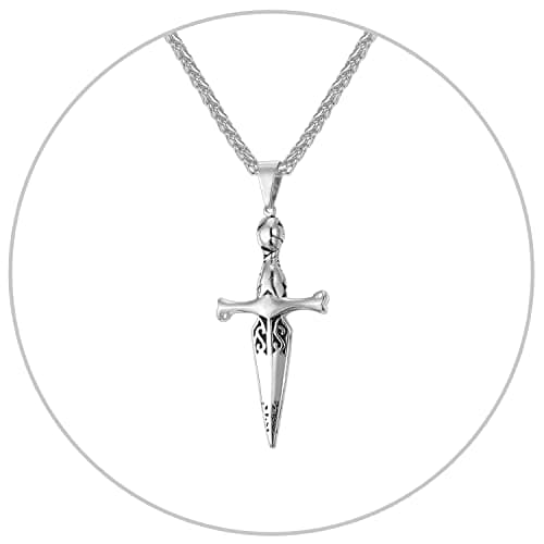 Stainless Steel 18K Gold Plated U7 Punk Dagger Pendant Necklace 22-24 Inches