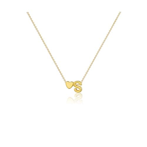 CAROVO 14K Gold Plated Heart Initial Necklaces for Women A-Z