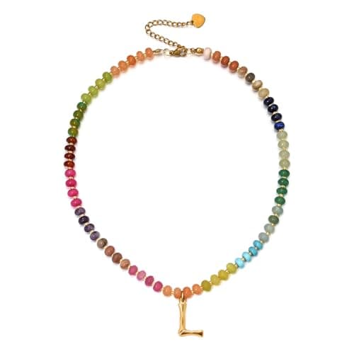 PDOUSELF Boho Personalized Beaded Initial Choker Necklace for Women Summer Beach