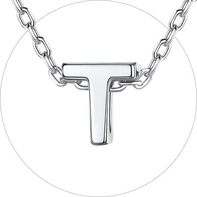 Chic Silver 925 Sterling Initial Necklace for Women, Personalized Gift (with Box)