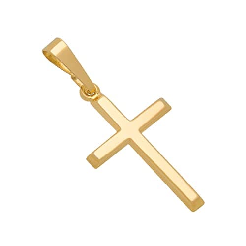 MAZZERI 14k Gold Cross Pendant, Handcrafted in USA, Religious Charms for All