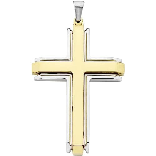 Boston Bay Diamonds Men's Cross Pendant Necklace, 316L Stainless Steel, 24" Curb Chain