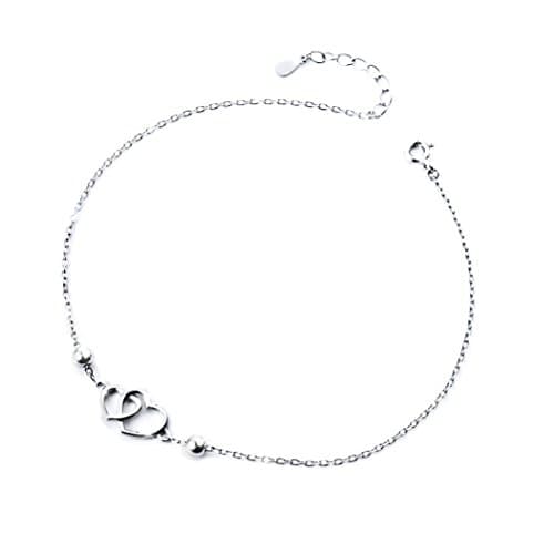 DAOCHONG Women's S925 Sterling Silver Adjustable Foot Heart Lotus Infinity Moon Stars Flower Pearl Anklet Beach Jewelry
