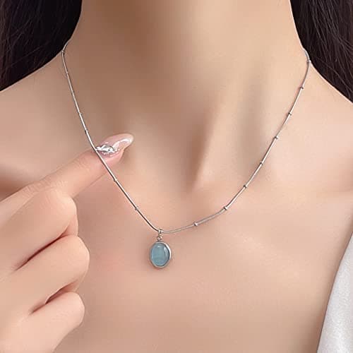Jude Jewelers Stainless Steel Oval Created Moonstone Statement Necklace