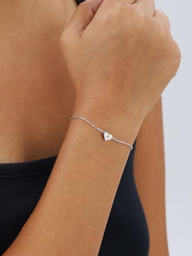 Chic Personalized 925 Sterling Silver Heart Initial Bracelet for Women(with Gift Box)