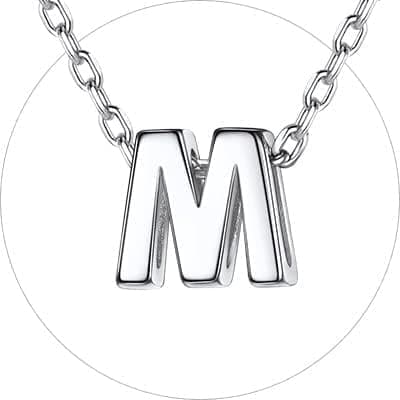 Chic Silver 925 Sterling Initial Necklace for Women, Personalized Gift (with Box)