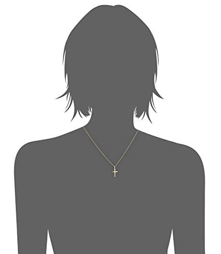 Amazon Essentials 14k Yellow Gold Diamond-Accented Cross Necklace, 18"