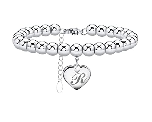Monily Stainless Steel Heart Alphabet Bracelet for Women