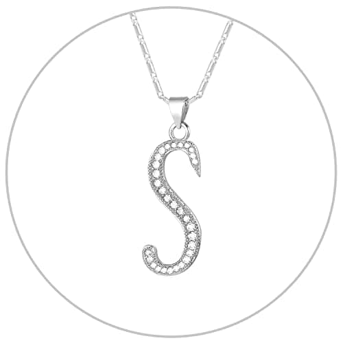 Alphabet A-Z Stainless Steel Choker for Women, Gold Plated CZ Jewelry, Gift Box Packed