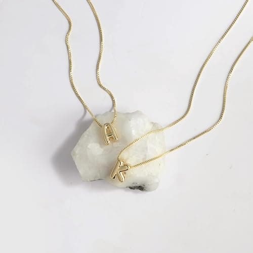 SELSHE Gold Plated Balloon Letter Necklace for Women