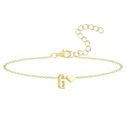 Seaield Women's 14K Gold Plated Personalized Initial Bracelet Trendy Gift