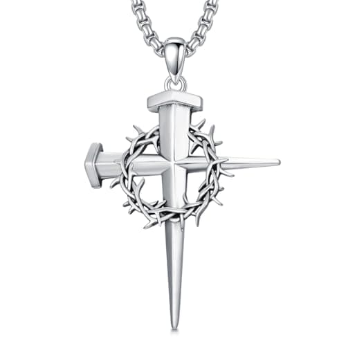 MEIDERBO 925 Sterling Silver 3 Nail Cross Pendant Men's Jewelry