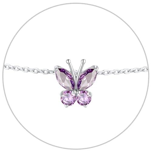 SILVERCUTE 925 Sterling Silver Butterfly Anklet for Women Waterproof Summer Beach Jewelry 22-27cm