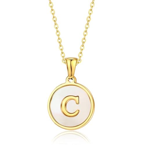KELMALL Gold Initial Necklace, A-Z Circle Pendant Non-Tarnish Jewelry
