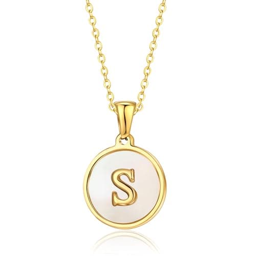 KELMALL Gold Initial Necklace, A-Z Circle Pendant Non-Tarnish Jewelry