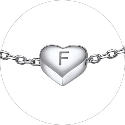 Chic Personalized 925 Sterling Silver Heart Initial Bracelet for Women(with Gift Box)
