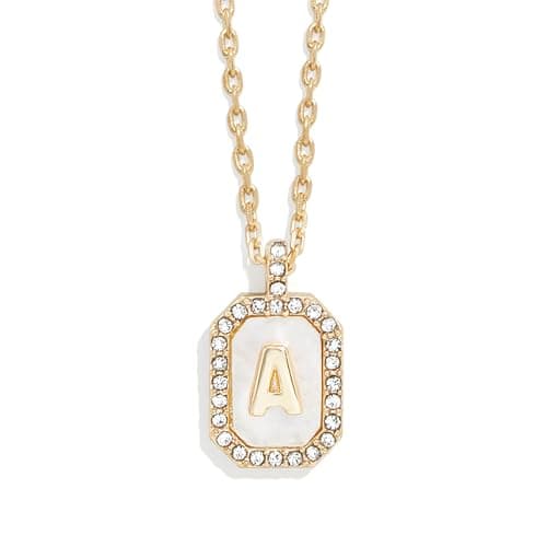BaubleBar Gold & Mother of Pearl Initial Necklaces